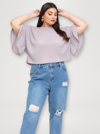 women's waffle knit top. dusty lavender. plus size