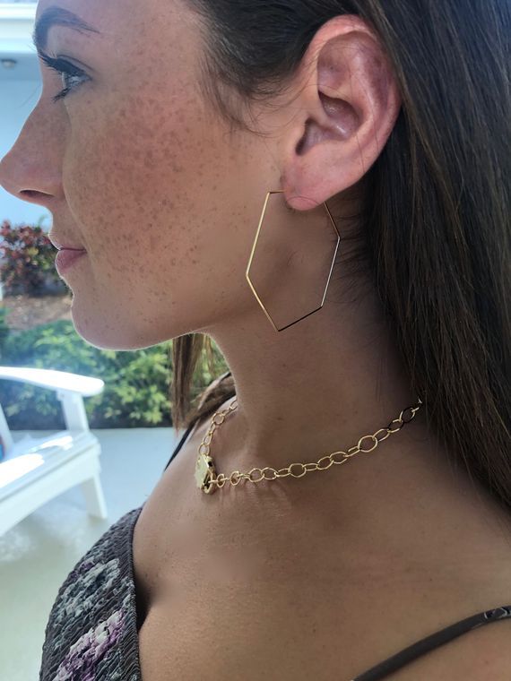honeycomb hoop earrings