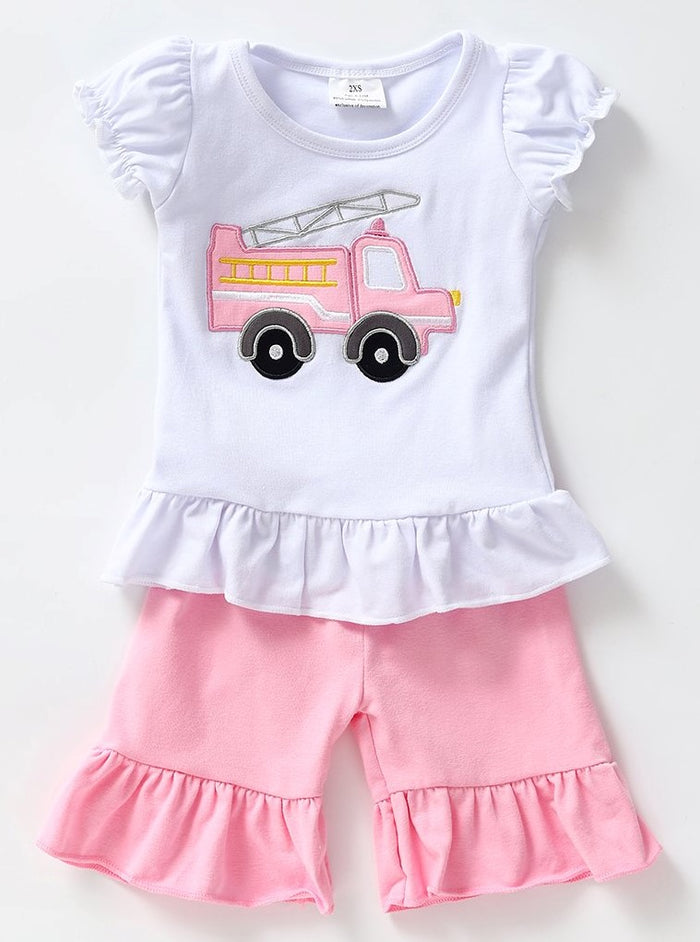 suzie fire engine short set