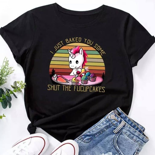 black t-shirt fucucpcakes unicorn